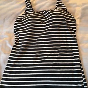 Soft surroundings bra top, black and cream stripe
